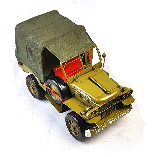 VJUKUB Modelo Militar Antiguo del Jeep de la hojalata 1944 Hecho a Mano Arte Retro del Hierro hogar decoración decoración del Coche del arreglo de la fotografía de los apoyos 34.3 * 17 * 20.3 cm