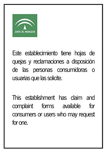 Wayshop | Señalética | Información de Existencia Hojas de Reclamaciones Junta de Andalucía | Material PVC 3 mm | Medidas 21cm x 29,70cm | A4