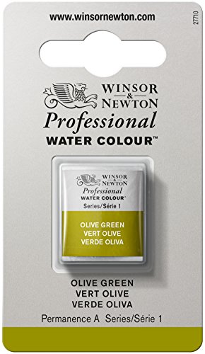 Winsor & Newton Professional Pintura a Base de Agua, Verde (Olive Green 447), Media Pastilla