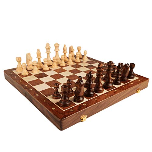 WUHE Juego de ajedrez-Madera sólida Tablero de ajedrez de Madera Maciza Piezas con Que se reúne la Base, Compartimento Dentro de la Junta for almacenar Cada Pieza (tamaño : X-Large)