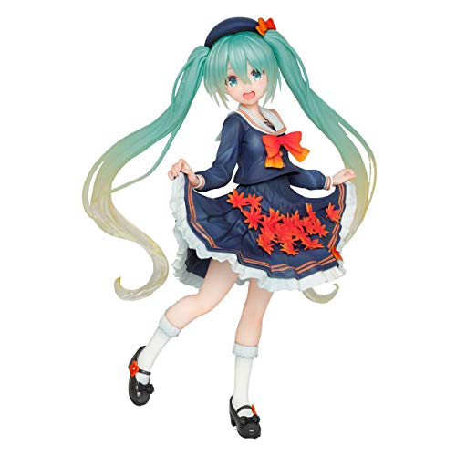 WWSZ Hatsune Miku Anime Figura 18cm-Figurita Decoración Adornos Coleccionables Juguete Animaciones Modelo de Personaje PVC Miku Action Figure Uniforme Juvenil Maple Leaf