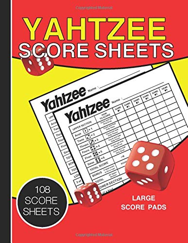 YAHTZEE Score Sheets: 108 Sheets for Scorekeeping,  Yahtzee Score Cards Large . size 8.5 x 11 inches 110 Pages