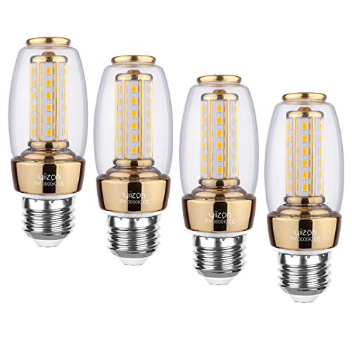 YIIZON LED E27 9W vela bombillas, 80W bombilla incandescente equivalente, candelabro LED bombillas, 3000K Blanco Cálido, 900 lm, CRI>80+, no regulable (4 Packs)