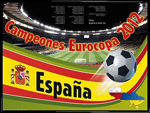 1art1 Fútbol Póster Impresión Artística con Marco (Plástico) - Campeones Eurocopa 2012 (80 x 60cm)