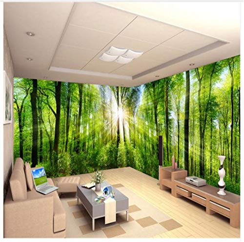 3D Moderno y personalizado de alta calidad Papel tapiz fotográfico Naturaleza fresca Paisaje Interior Mural de la pared Bosque primigenio Papel tapiz de luz solar, 200 cm X 140 cm