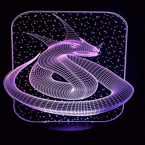 7 colores cambiantes serpiente 3D lámpara de mesa USB acrílico cobra Led dragón serpiente noche luz decoración del hogar ambiente visual regalos para niños