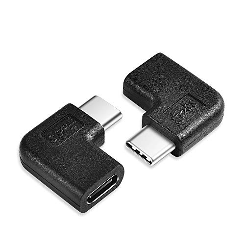 aceyoon USB C 3.1 Adaptador 2 Pack USB Tipo C Conversor macho a hembra, 90 Grados USB-C a Tipo C carga rápida 10Gbps, Convertidor USB 3.1 compatible para Huawei P10, Galaxy Note 10 S8 S8 Plus