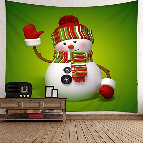 Aimsie - Tapiz de pared, diseño de muñeco de nieve con bufanda, gorro y guante, de poliéster, 150 x 150 cm