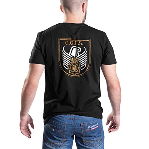 Aircops Camiseta Goes (Grupo Operativo Especial de Seguridad) de la Policia Nacional (Negro (Modelo B), M)