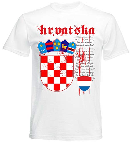 aprom – Camiseta de Croacia con himno nacional para hombre NH Blanco XL