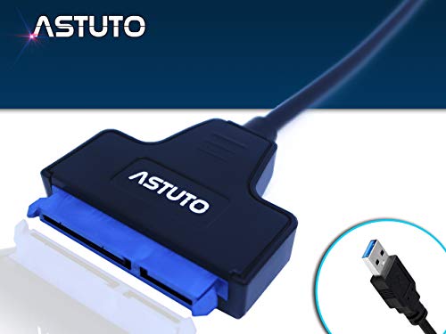 ASTUTO Adaptador de USB 3.0 a SATA III para Discos Duros HDD y SSD de 2,5” | Cable convertidor USB 3.0 para conectar Discos Duros externos.