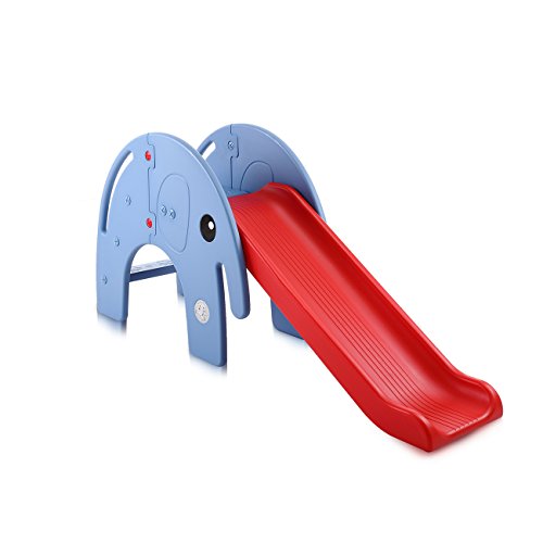 Baby Vivo Tobogán Parque para Infantil Niños Recto Diapositiva Interior y Aire Libre Juguetes Jardín Elefante en Rojo / Azul