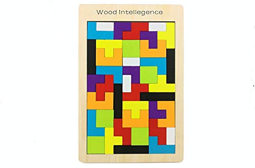 babyGreen Puzzle Tetris de Madera, Tangram Jigsaw Rompecabezas Madera Juego Educativo Brain Teaser Toy, Colorido de Madera Geometría Rompecabezas para Niños Regalos