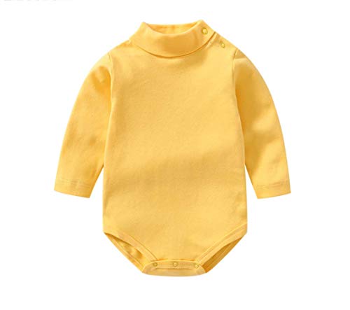 Bebé niño niña Camisa de Manga Larga Mono Cuello Alto Mameluco Ropa de Invierno niño otoño Pijama Capa Superior (Amarillo, 9-12 Months)