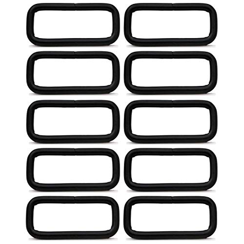 Bikicoco - Hebilla rectangular de metal, no soldada, 3,8 x 1,5 cm, color negro - Paquete de 10