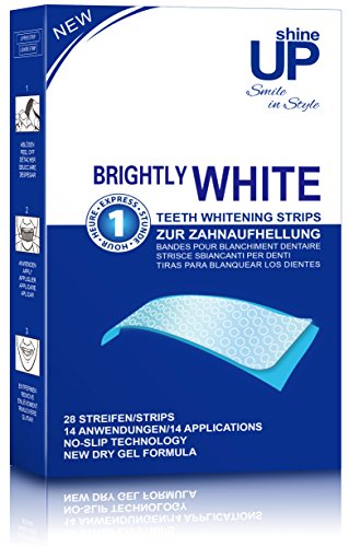 Blanqueador Dental - 28 shineUP Bandas Blanqueadoras Dientes Blanqueamiento de dientes tiras con avanzada tecnología antideslizante - Bright White-Strips Teeth Whitening Strips