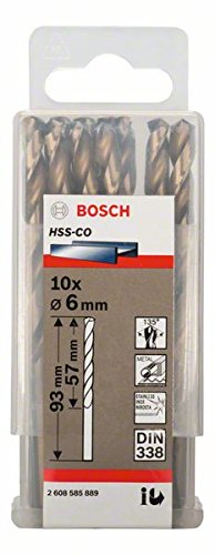 Bosch 2 608 585 889 - Pack de 10 brocas metálicas HSS-Co, DIN 338 (6 x 57 x 93 mm)