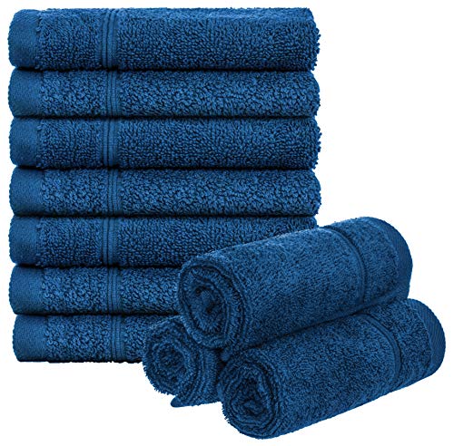 Brandsseller Juego de 10 toallas de invitados, aprox. 50 x 30 cm, 100% algodón, color azul