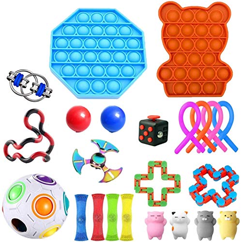 Bubble sensory fidget juguete, sensory fidget juguetes juguetes alivio de estrés juguete de mano para niños adultos calmando juguete tortugante llavero llavero push push pop ( Color : Light Grey )