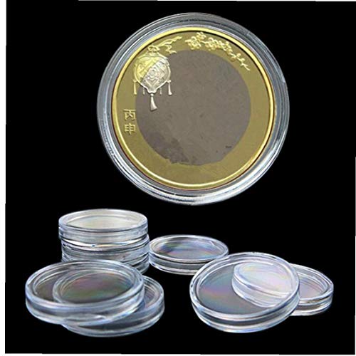 BYFRI 10pcs 33mm Portamonedas Cápsulas Redondo Claro Plástico del Envase De La Moneda del Caso para La Recolección De Presentación De Monedas