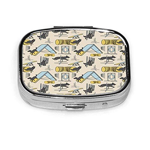 Caja de pastillas cuadrada plateada de moda personalizada, estuche organizador de billetera con soporte para tableta para bolsillo o monedero, negro simple y bicolor alemán