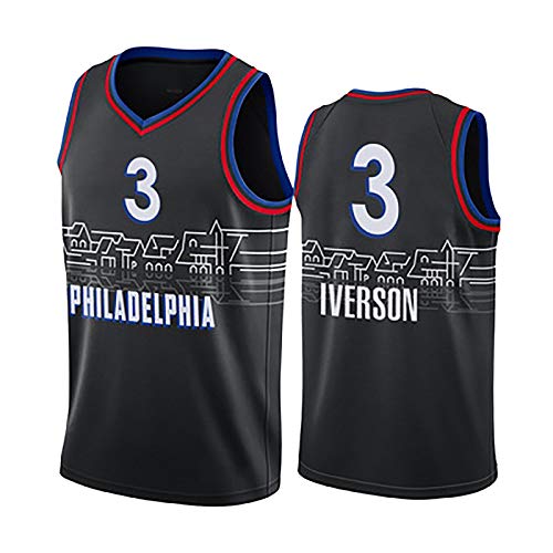 Camiseta de Baloncesto Retro, 76ers # 3 Jerseys de Iverson, 2021 New Temporada Camisetas de Baloncesto para Hombres, Tapas sin Mangas de Malla Transpirables 3-L