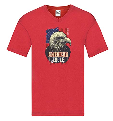 Camiseta V American Eagle águila pájaro – Camiseta para hombre y hombre con cuello en V rojo XL