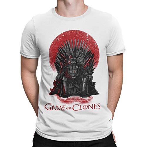 Camisetas La Colmena, 035 - Game of Thrones - Game of Clones (XXL, Blanco)