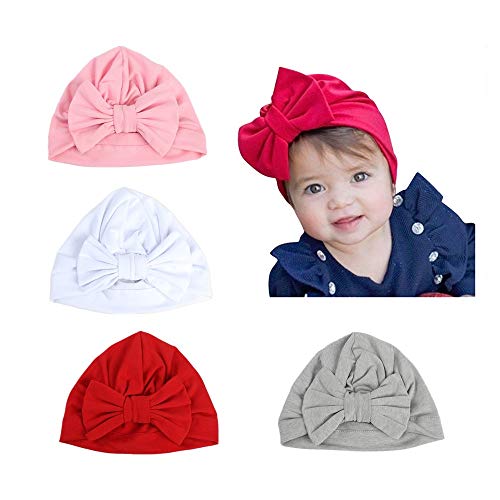 CANSHOW 4 Unids Bebé Sombrero para Niña Suave Algodón Lindo Bebé Sombreros para Niños Pequeños