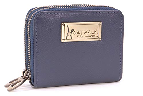 CCATWALK Collection - Cuero de Lujo para Mujer - Protección RFID - Billetera/Cartera de Uso Diario - con Caja de Regalo - 12 Tarjeta de crédito - Isla - Azul