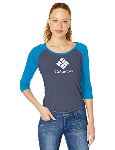 Columbia Lodge Camiseta de manga 3/4 para mujer, ajuste activo - azul - 1X