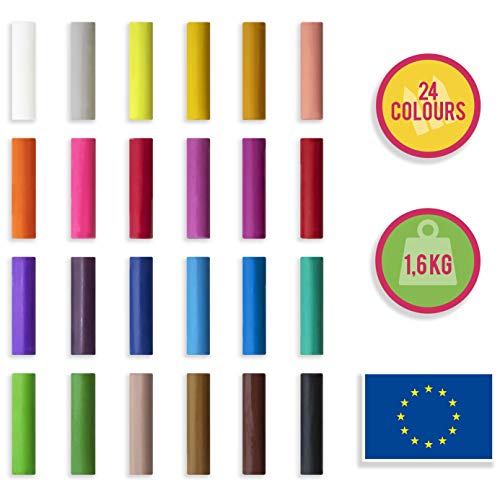 Creative Deco Set de Plastilina para Modelar para Niños | 24 Colores | 1600g | 120 Unidades | Nunca se Seca | Regalo Actividad Creativa y Educativa | Suave, Segura y No Tóxica