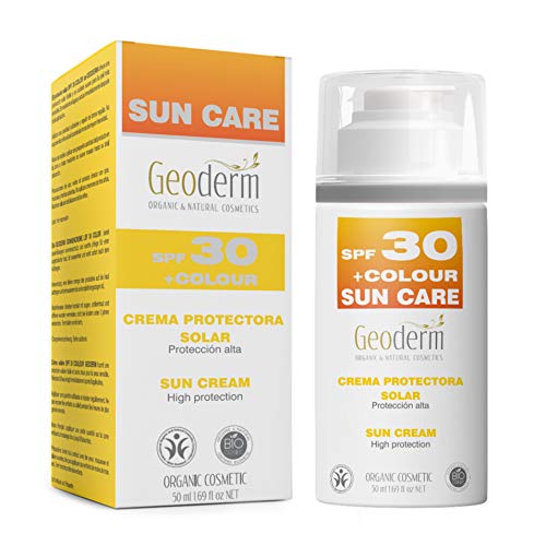 Crema Solar Facial| Crema Facial Hidratante Alta Protección solar con Color| Piel Sensible o Bronceada| Crema Ecológica| 50 ml