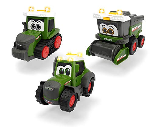Dickie Toys 203812005 Happy Fendt Team - Coches de Juguete para niños a Partir de 1 año (Tractor, Coche de Juguete, luz y Sonido, 3 Modelos), Color Verde