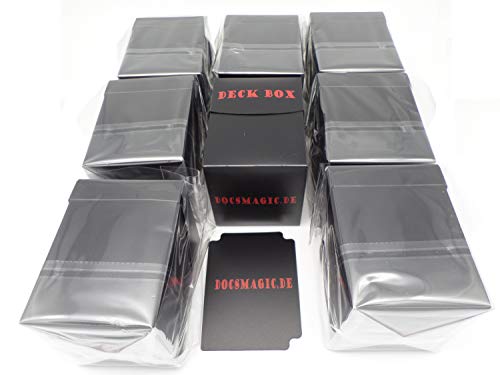 docsmagic.de 8 x Deck Box Big (100+) Black + Card Divider - Caja Negra - PKM - YGO - MTG