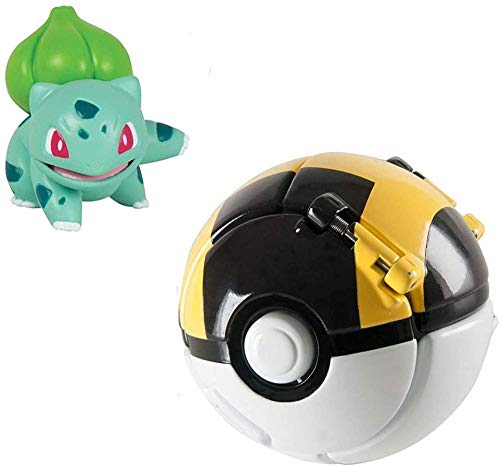 DUDEL Pokémon Clip N Pop Poké Ball Pokémon Ball con Figuras de Pokémon Juego de Juguetes de Pokémon para niños (Pikachu y Poké Ball)-Bulbasaur y Ultra Ball