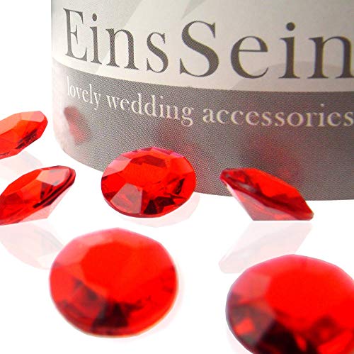 EinsSein 1000x Cristales de Diamante Brillantes Acrílico 12mm Rojo Diamantes Decoracion Mesa de Boda Cristal cumpleaños acrilico Juguete Decoraciones para mesas Confeti Transparente Falsos Relleno