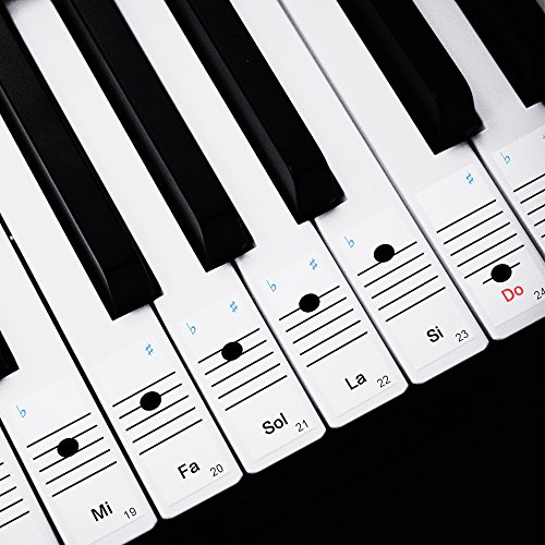 Faburo 2pcs Pegatinas Para Notas musicales transparentes Etiquetas Engomadas Para Teclado de piano 54,61,88 y 2pcs Trapos de piano