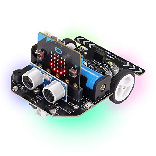 Freenove Micro:Rover Kit for BBC Micro:bit (Contained), Obstacle Avoidance, Light-tracing, Line-Tracking, Remote Control, Playing Melody, Colorful Lights, Rich Projects, Blocks and Python Code