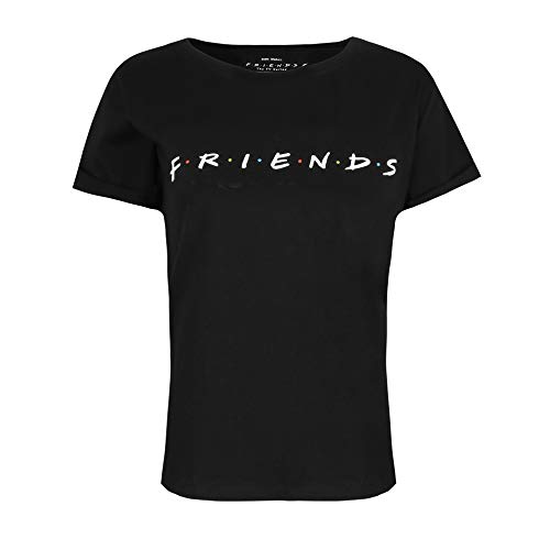 Friends Titles Camiseta, Negro, L para Mujer