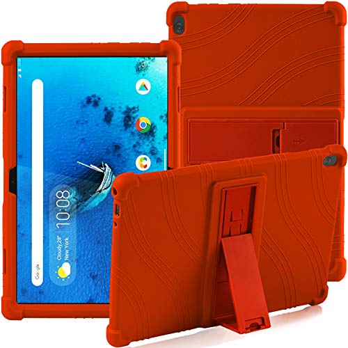 Funda para Lenovo Tab M10 (TB-X505F / TB-X605F / TB-X705F) de 10,1 pulgadas, con soporte, de silicona, suave, antigolpes, de goma, carcasa protectora para tablet Lenovo Tab M10 (naranja)