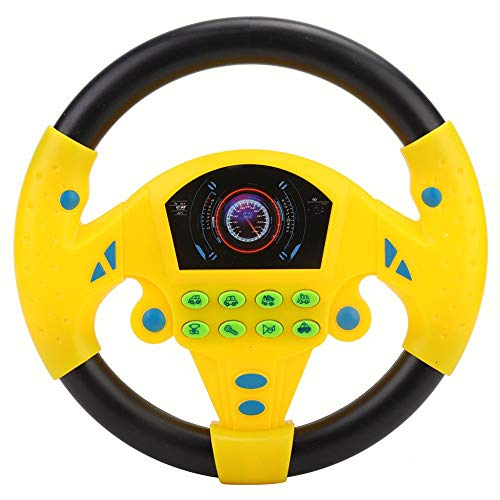 Garosa Controlador de conducción simulado 21 x 3.5 x 21cm Copiloto Volante simulado Juguete de música Educativo para niños Niños 4 5 6 años(Amarillo)