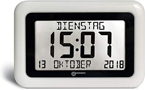 Geemarc VISO10_WH_VDE Reloj LCD, Pantalla Grande Fecha y la Hora