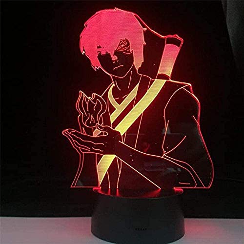 GEZHF 3D LED Light for Kids Bedroom Night Lamp for Kids Zuko Anime Nightlight Avatar The Last Airbender Touch Butoon USB Led Colors Anime Fans Gifts Home Decor