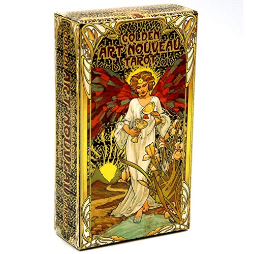 Golden Art Tarot Deck 78 Cartas con Tarjetas de guía Juegos de Libros de adivinación Oculta para Principiantes Estilo Art Nouveau clásico D