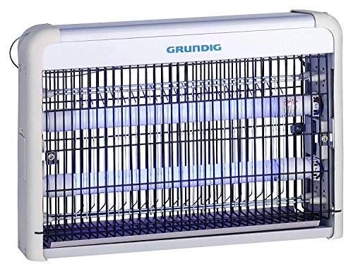 Grundig - – Eléctrico con luz Ultravioleta 2 W para Habitaciones de hasta 20 m2 Tubos LED de Montaje en Pared de Manos Libres contra Mosquitos, Moscas, polillas Plateado