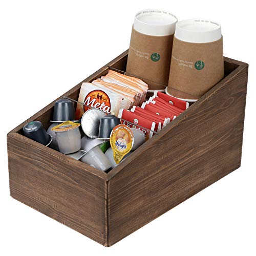 Halcent Caja para Té Café Organizador Cocina, Caja Organizadora Caja de Almacenaje de Madera con 3 Compartimentos para Guardar Té, Café, Especias y Otros Alimentos