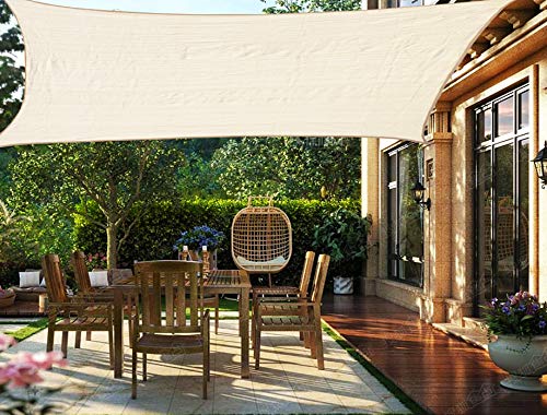 HENG FENG Toldo Vela de Sombra Rectangular 2 x 3 m Protección Rayos UV Solar Protección HDPE Transpirable Aislamiento de Calor para Dar Sombra a su Jardín Color Beige