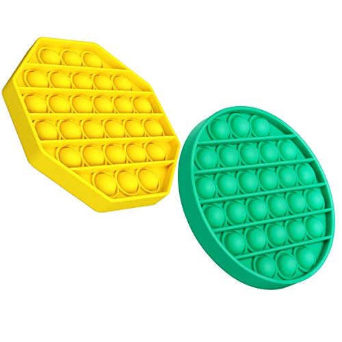 Ideal Swan Pop Pop Bubble Sensory Fidget Toys, Empuje Burbuja Juguete Sensorial Autismo Necesidades Especiales Alivio del Estrés Juguetes Educativos para niños, 2 Piezas (Verde + Amarillo)
