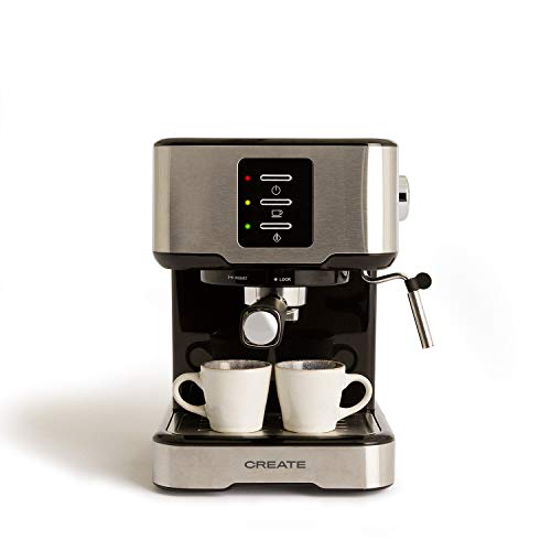 IKOHS Cafetera Express Barismatic - Cafetera Automática Espress para Espresso y Cappuccino, 20 Bares, 850 W, 1,5 litros, Vaporizador Orientable, Doble Salida, Regulador de Presión (Gris)